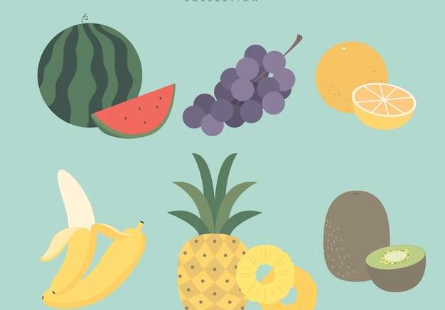 Hình ảnh vector nhiều miếng trái cây trong thiết kế phẳng