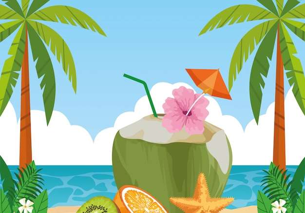 Hình ảnh vector Phim hoạt hình biểu tượng trái cây nhiệt đới kỳ lạ