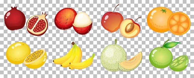 Hình ảnh vector Tập hợp các loại trái cây khác nhau bị cô lập