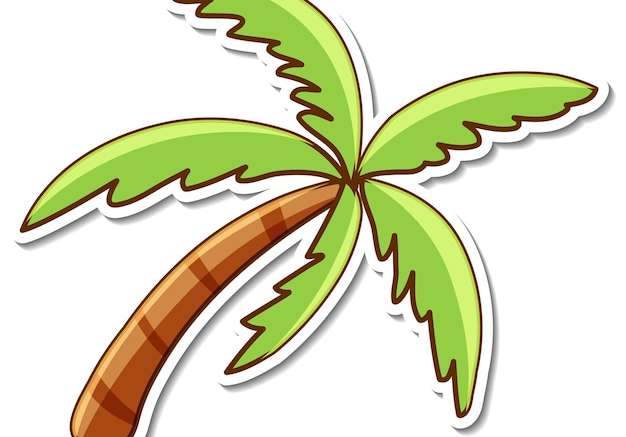 Hình ảnh vector Thiết kế nhãn dán với cây cọ hoặc cây dừa bị cô lập
