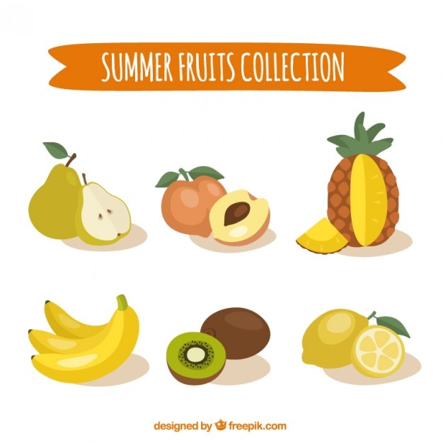 Hình ảnh vector Vẽ tay bộ sưu tập trái cây mùa hè