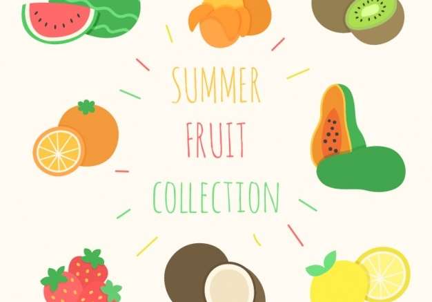 Hình ảnh vector Vẽ tay bộ sưu tập trái cây mùa hè