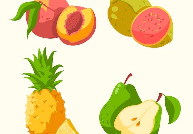 Hình ảnh vector Vẽ tay bộ sưu tập trái cây ngon