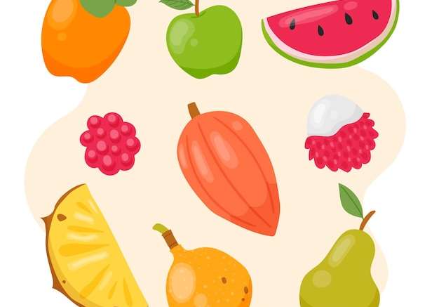 Hình ảnh vector Vẽ tay minh họa bộ trái cây