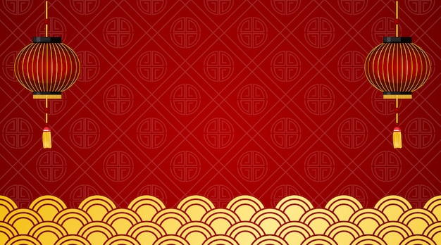 Hình vector Bối cảnh với đèn lồng đỏ và thiết kế của Trung Quốc