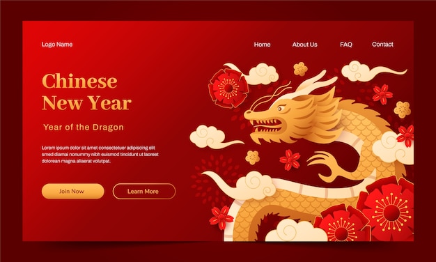 Hình vector Mẫu trang đích gradient cho lễ hội năm mới của Trung Quốc