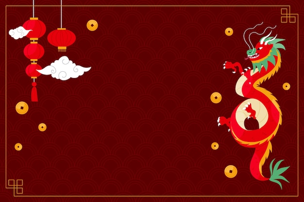 Hình vector Nền phẳng cho lễ hội năm mới của Trung Quốc