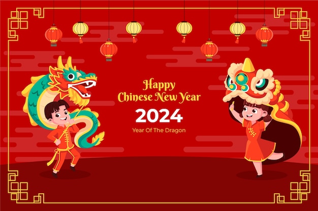 Hình vector Nền phẳng cho lễ mừng năm mới của Trung Quốc