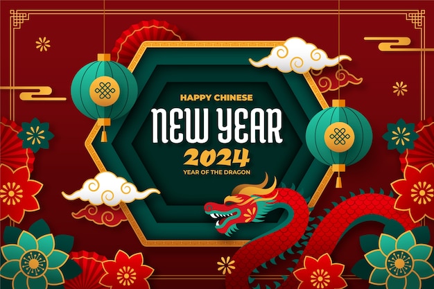 Hình vector Nền phong cách giấy cho lễ hội năm mới của Trung Quốc