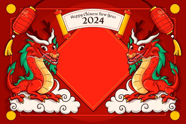 Hình vector Nền vẽ tay cho lễ mừng năm mới của Trung Quốc