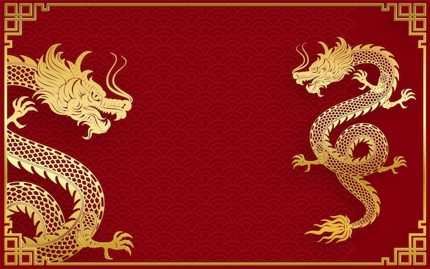 Hình vector Thiết kế rồng vàng truyền thống của Trung Quốc