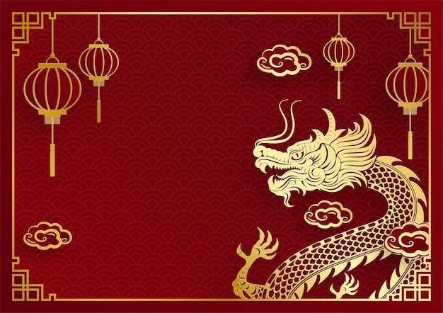 Hình vector Thiết kế rồng vàng truyền thống của Trung Quốc
